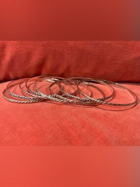 **8 - EIGHT STERLING SILVER/925 BANGLE BRACELETS - all are marked.
